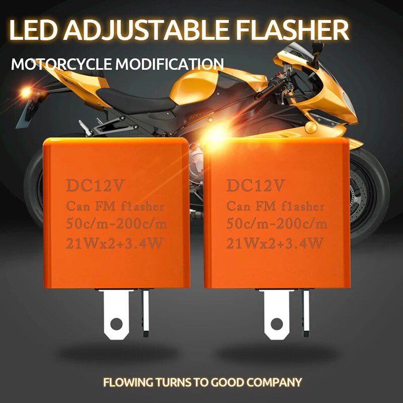 Motocicleta LED Flasher Relé Freqüência Ajustável de Turn Signal, Indicador Blinker, Flasher Relés Acessórios Moto, 2Pin