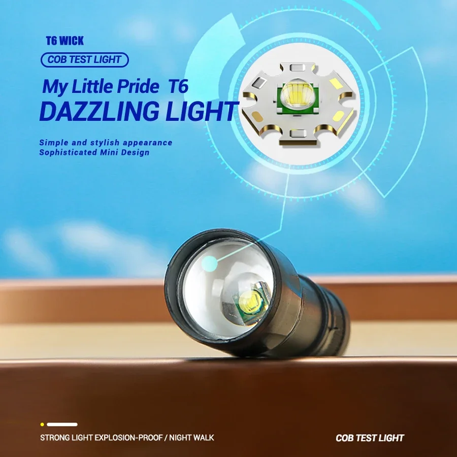 Mini torcia LED ricaricabile torcia portatile ricarica USB torcia banca ad alta potenza campeggio impermeabile lanterna a lungo raggio