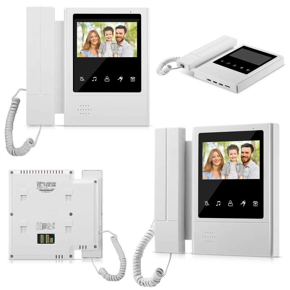 Sistema de intercomunicación con timbre de vídeo con cable de 4,3 pulgadas, Monitor de teléfono de puerta de mano, cámara impermeable para exteriores, visión nocturna en Color 700TVL