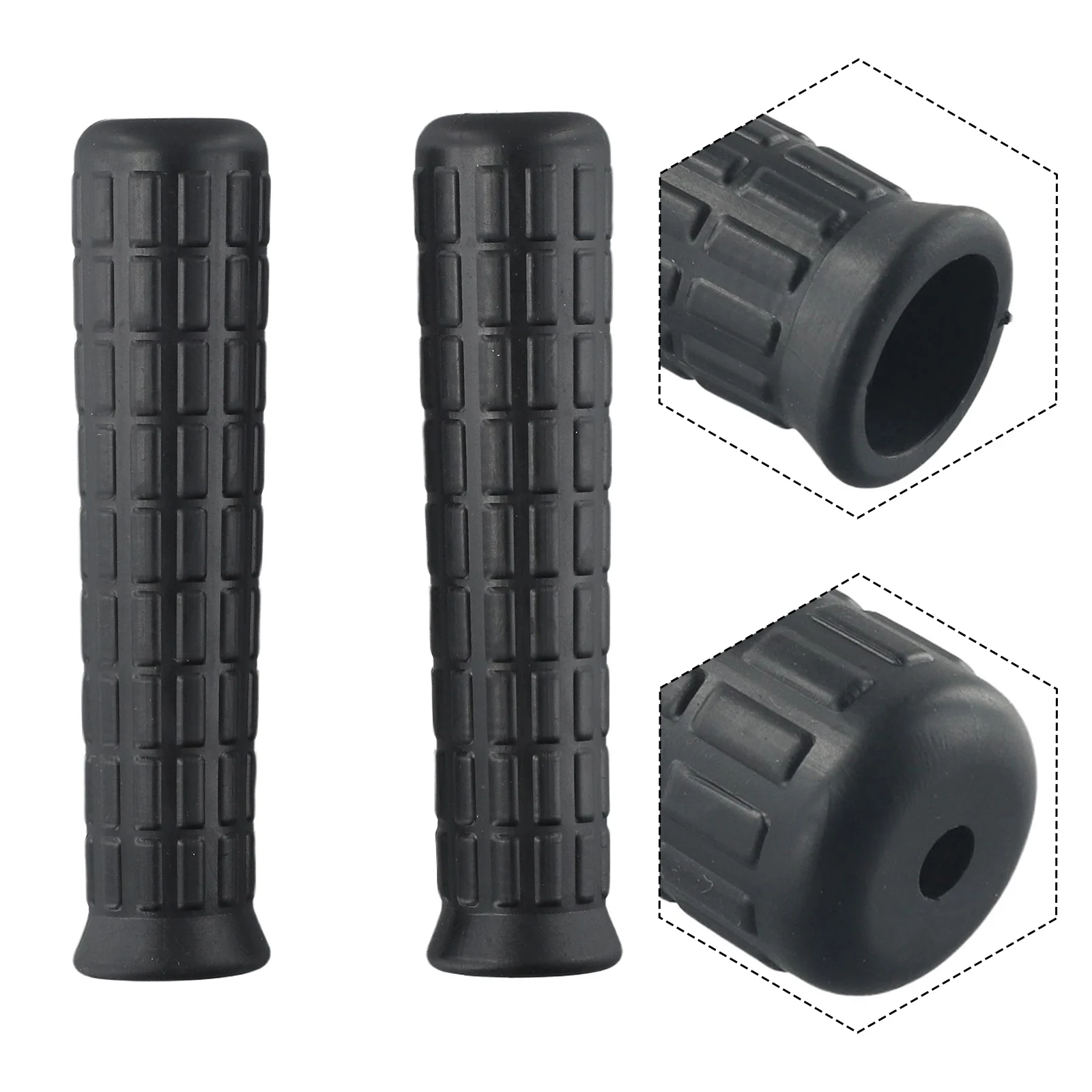 2Pcs Wheelbarrow Rubber Handles Round Tubes Black Replacement  Handles Rubber Round Hole Handle Tool PVC Anti Slip Rubber Sleeve