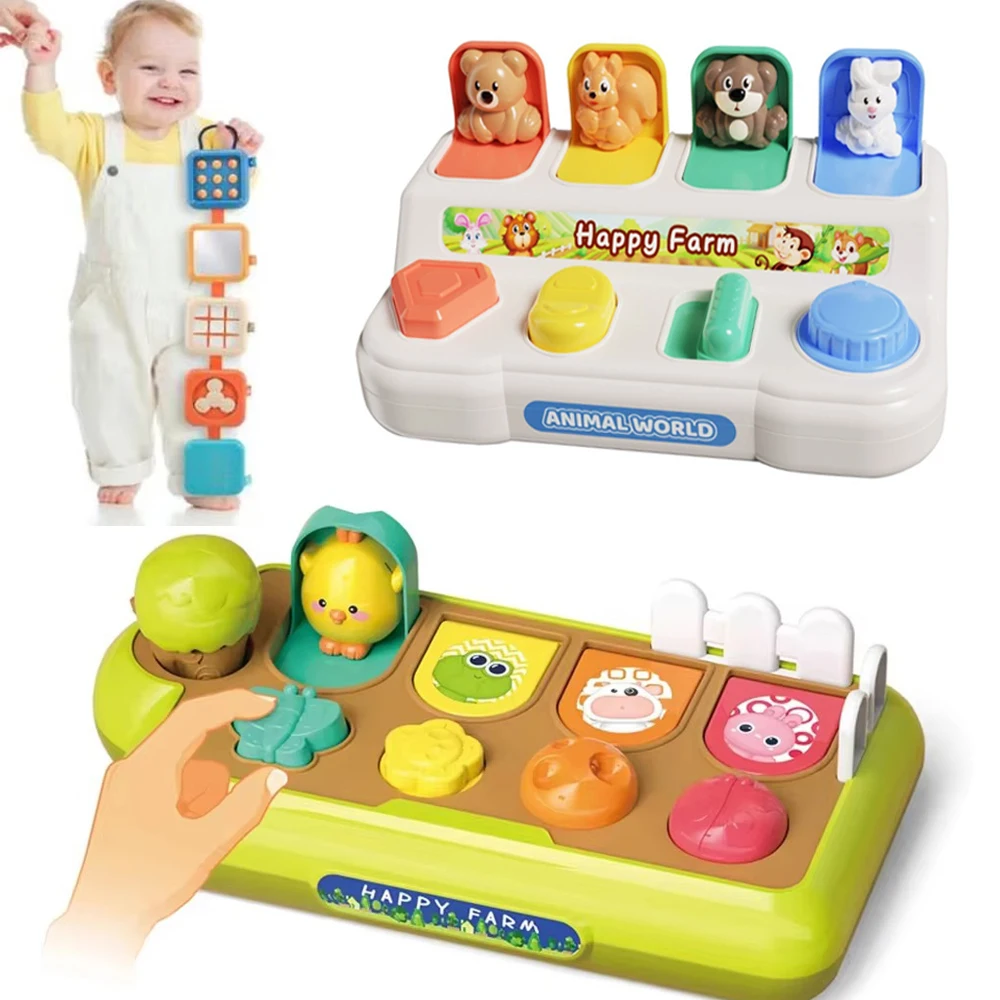Juguete Montessori para bebés, juguete de animales emergente para bebés de 0 a 12 meses, juguetes con efecto de causa, juegos interactivos educativos sensoriales de desarrollo
