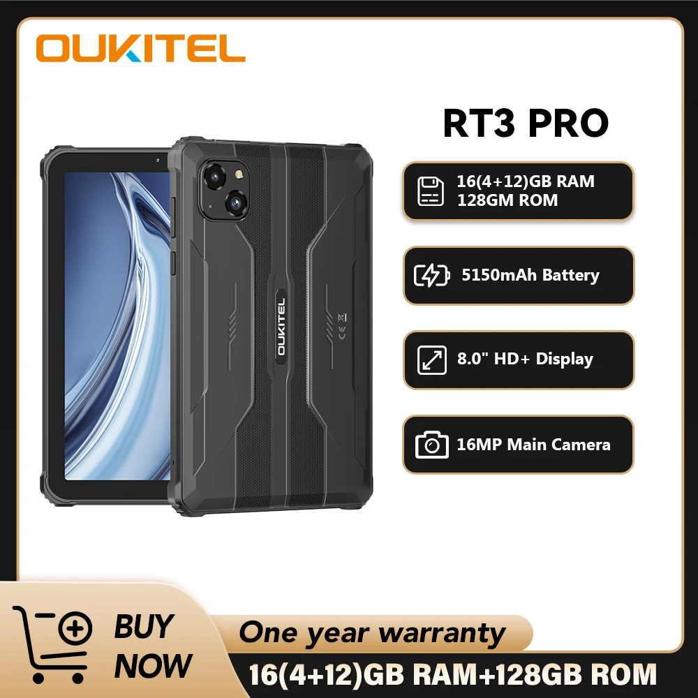 Oukitel RT3 PRO 5150mAh Bateria 8 "Display HD 13,9 mm Perfil ultrafino IP68 e IP69K e MIL-STD-810H