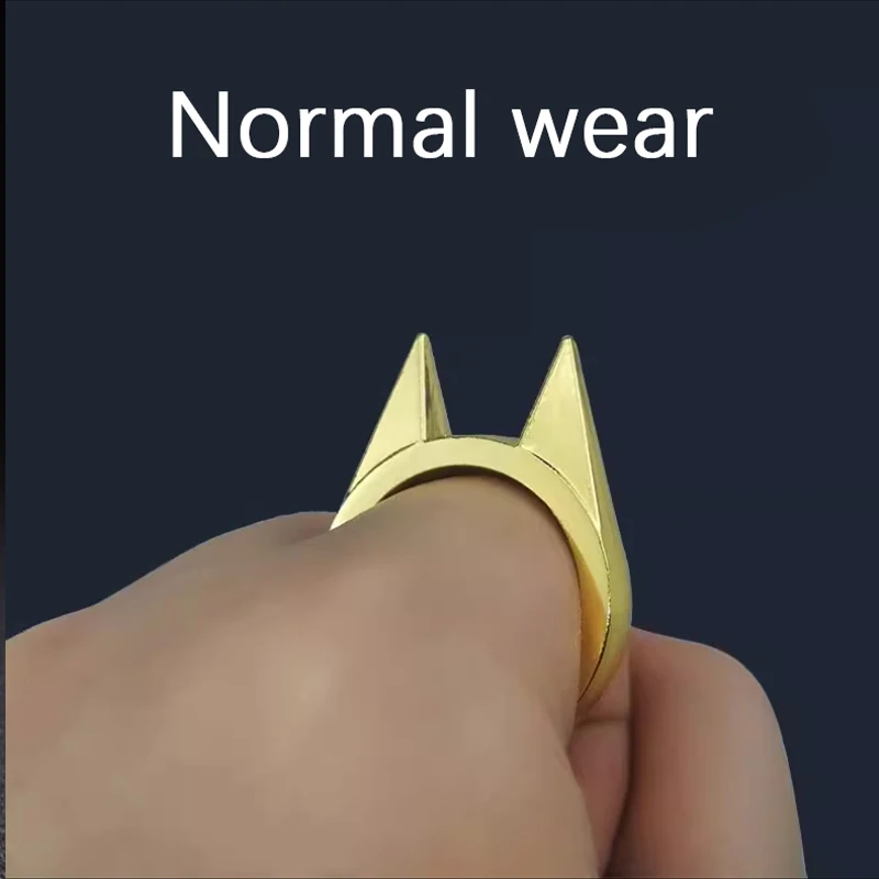 Anillo de oreja de gato de autodefensa, rompecristales, anti-lobo para mujer, hebilla de un solo dedo para hombre, picos de defensa para llevar, tigre de dedo.