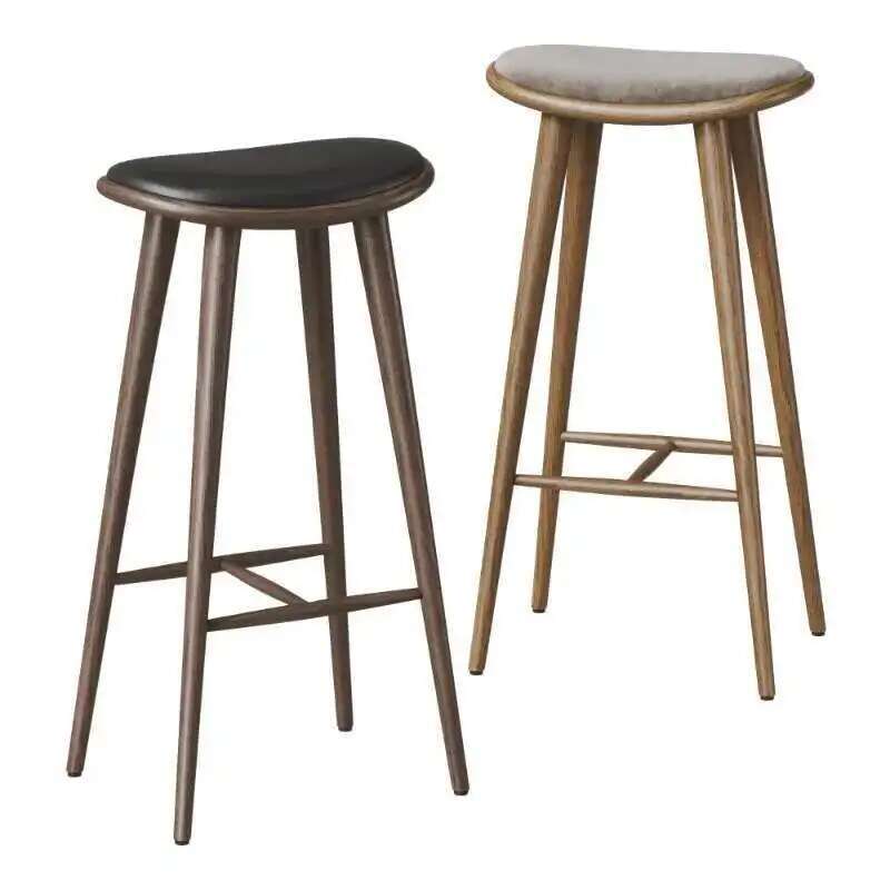 Elegante taburete de bar nórdico de madera maciza: taburete alto simple pero elegante hecho de madera de caucho importada, perfecto para restaurantes domésticos