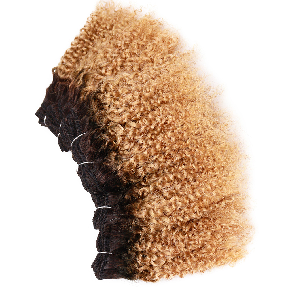 Pacotes curtos encaracolados duplos desenhados jerry curl 100% pacotes de cabelo humano 8-12 Polegada cabelo remy brasileiro 6 pacotes para preto