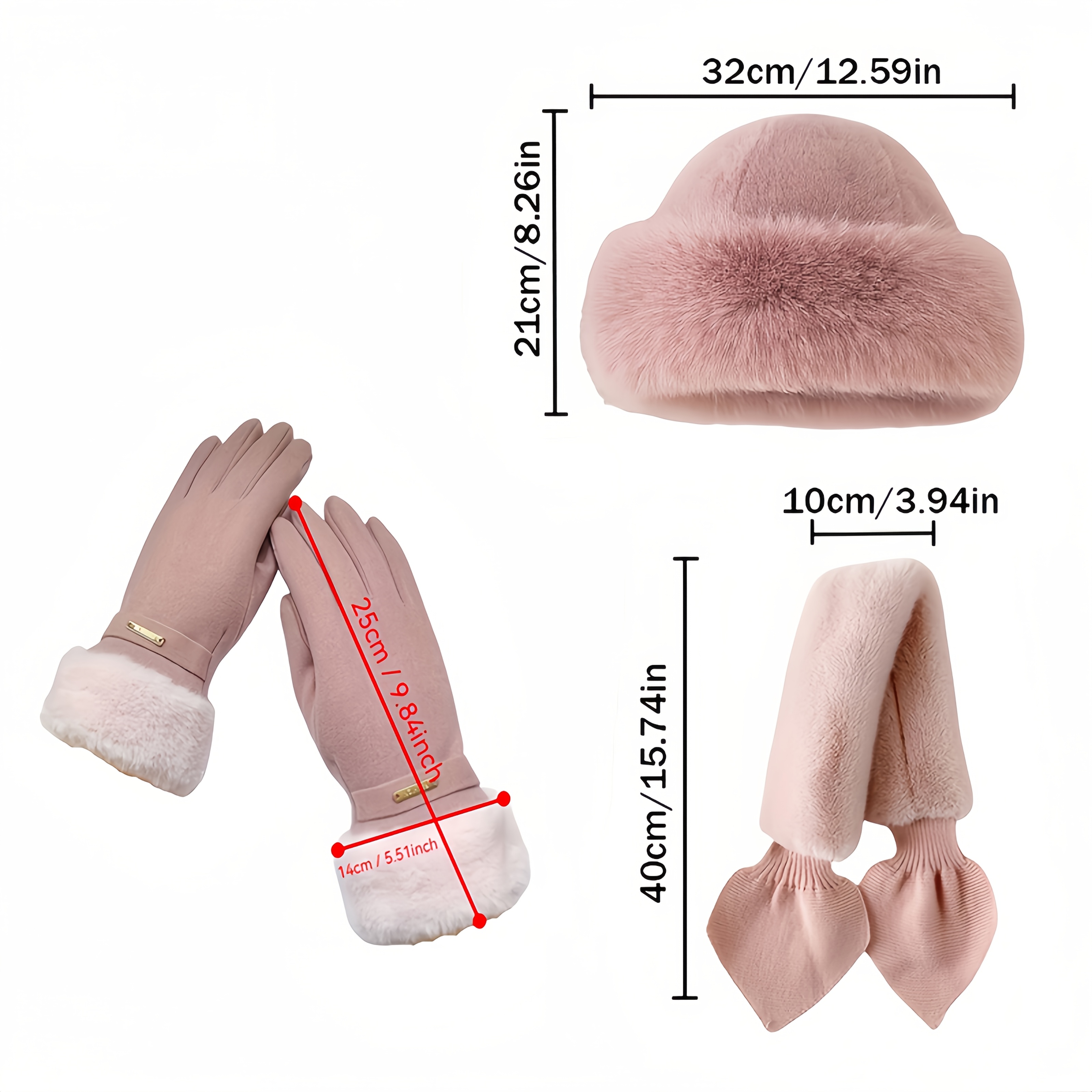 3pcs winter warmth accessory set, It is perfect for cold weather and outdoor activities, ideal Christmas or Valentine's Day gift