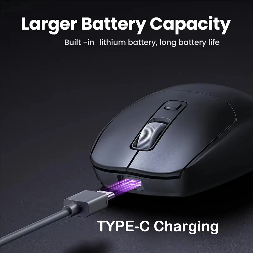 Bluetooth 5.2 Mouse 2.4G Wireless Mouse Dual-Mode Silent Mouse Rechargeable Gaming Mouse 1600DPI For Laptop Computer Win Mac OS