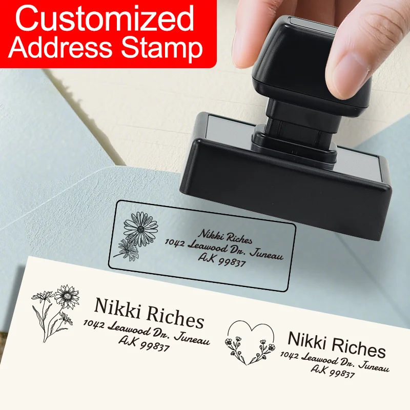 Personalisierter individueller Stempel für Unternehmen – selbstfärbender Adressstempel für Taufe, Geburtstag und Abzeichenverpackung als Geschenk