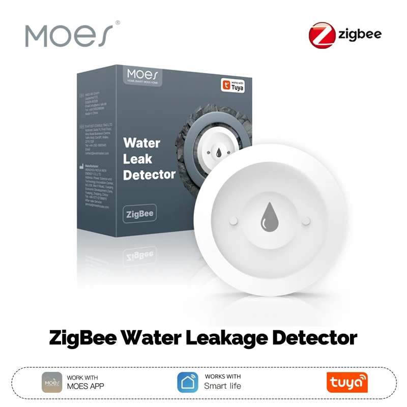 MOES Tuya Smart ZigBee3.0 Умный детектор утечки воды, датчик утечки воды, сигнализация в реальном времени, уведомление приложения Smart Life