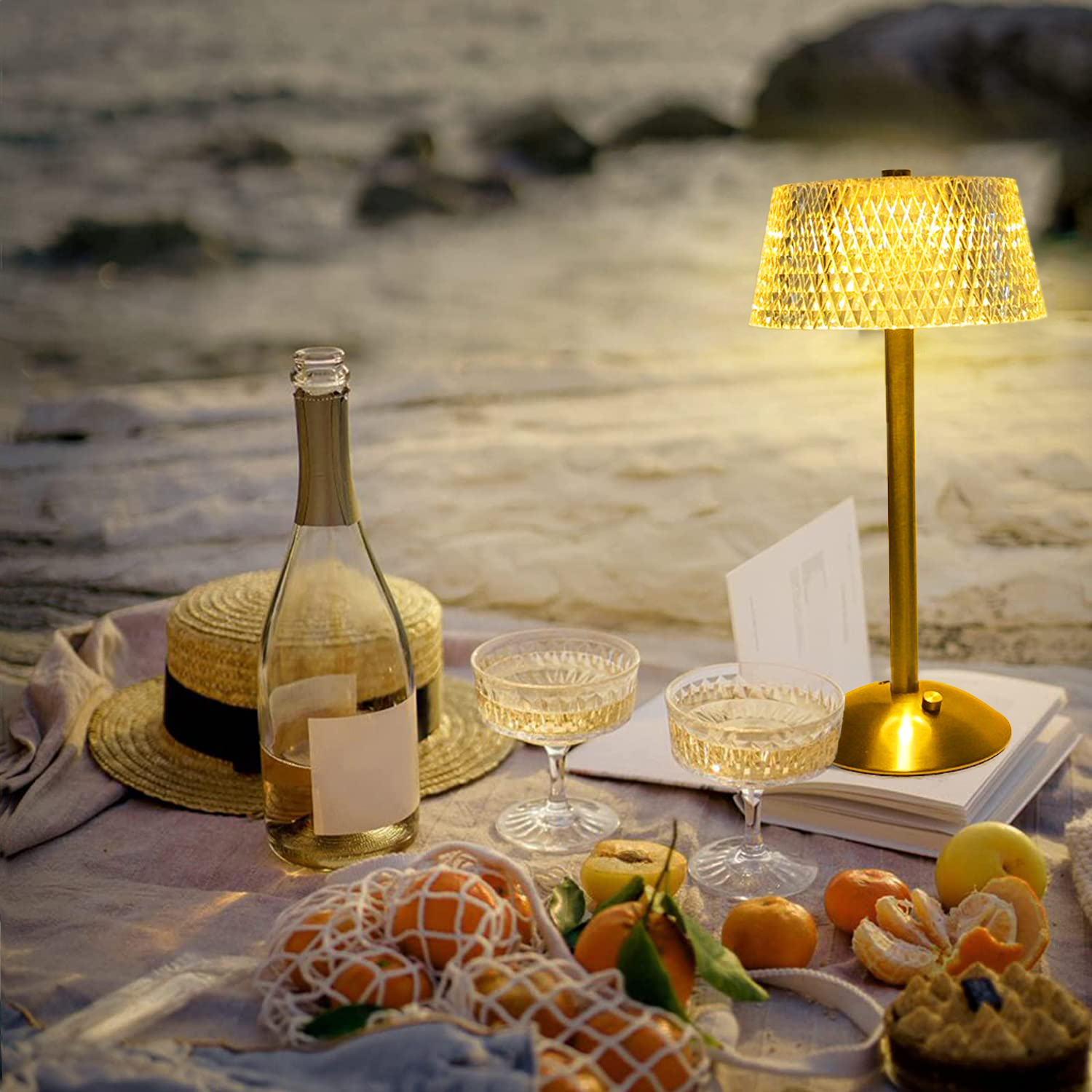 Lámparas de mesa de cristal, lámpara de escritorio de barra Led Retro de diamante, recargable por USB, protección ocular, luz nocturna para dormitorio, Hotel, oficina, boda