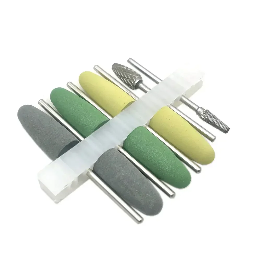 Tandheelkundige Hars Basis Acryl Polijstkit Boor Polijstmachine Roterende Gereedschappen 6 Stuks Silison Rubber Polish + 2 Stuks Wolfraamcarbide Polish