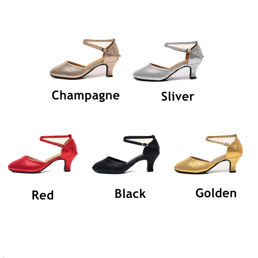 Damen-Standardschuhe, Perlglanz-Damen-Ballsaal-Tanzschuhe, geschlossene Zehen, Salsa-Schuhe, Gummi, weiche Außensohle, moderner Tanz, niedriger Absatz