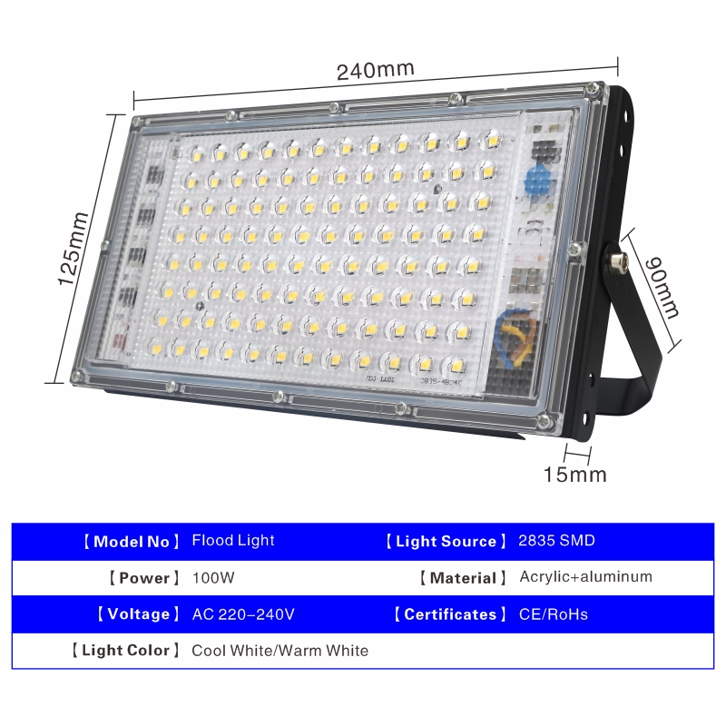 100W Led Flutlicht AC 220V 230V 240V Outdoor Flutlicht Scheinwerfer IP65 Wasserdichte LED Straße Lampe landschaft Garten Lichter