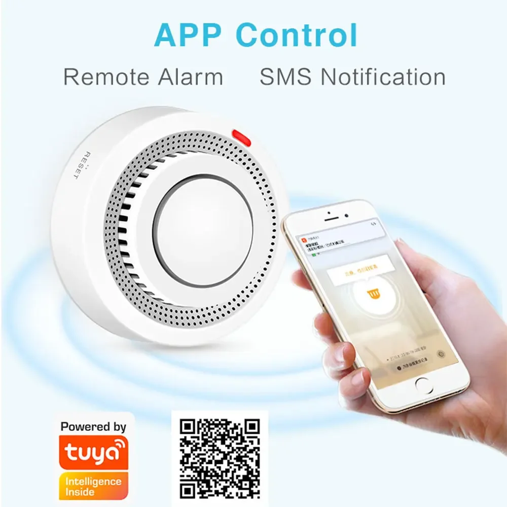Tuya 스마트 WiFi Zigbee 연기 감지기 스마트 화재 경보 센서 홈 보안 화재 방지 시스템 스마트 라이프 작동 게이트웨이 허브