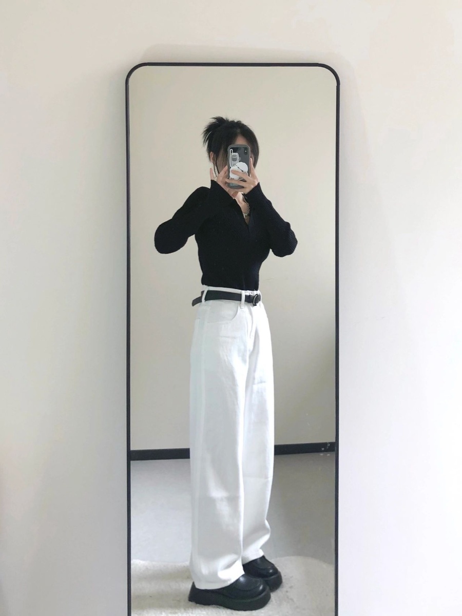 Black V-Neck Knitted Base Shirt Women's plus Size Slim Fit Long Sleeve Polo Neck Top Spring New Sle Winter Slimming Top