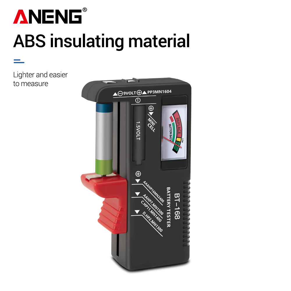 ANENG BT-168 Universal ปุ่มเซลล์ความจุลิเธียม AAA AA แบตเตอรี่เซลล์ปุ่มเครื่องทดสอบเครื่องตรวจจับตรวจสอบระดับแบตเตอรี่ได้อย่างรวดเร็ว ﻿