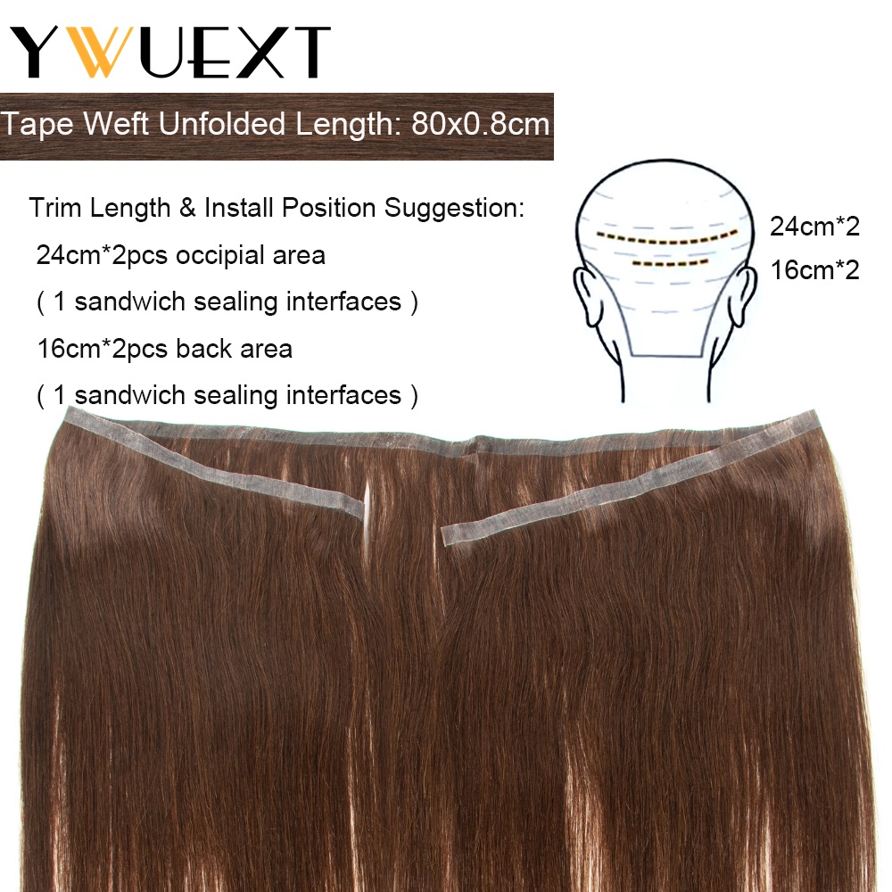 目に見えないロングテープ PU スキン横糸人毛バンドル接着剤なし本物の自然な髪シームレス 12-20 インチ 80 センチメートル横糸サロン供給