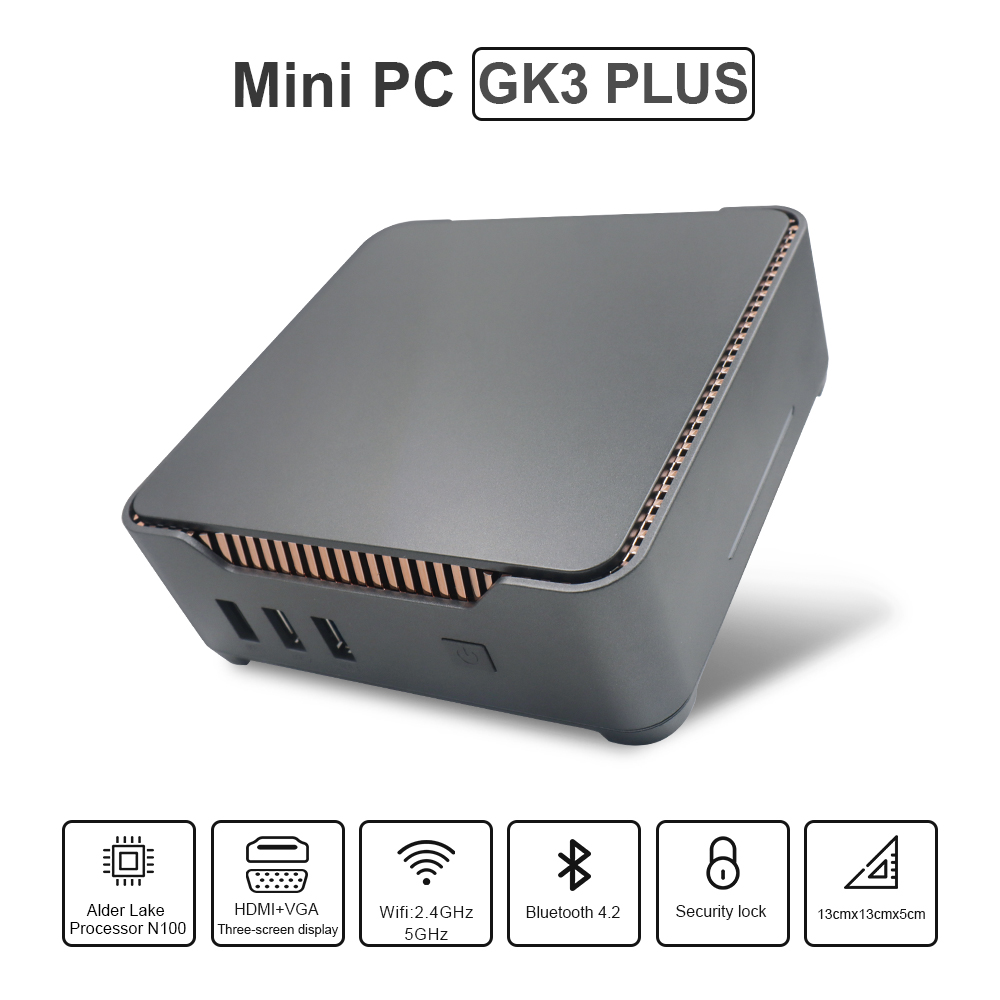 GK3V PRO N5105/N5095 GK3 PLUS N100 Windows 11 PRO Mini PC DDR4 16GB TV BOX VGA Dual HD Triple Display Desktop Office Computer