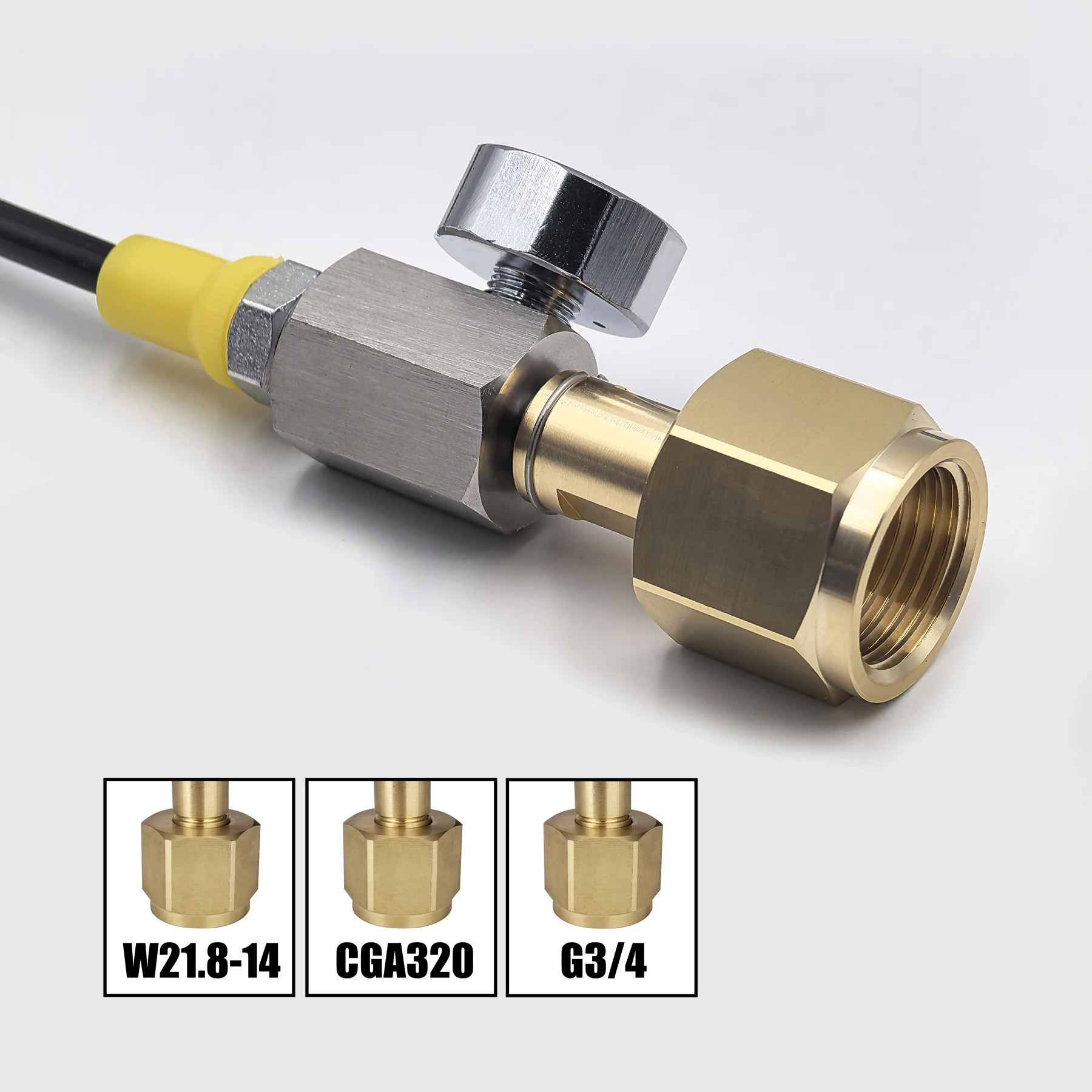 Soda Water Accessories Cylinder CO2 Refill Station Adaptor With Hose On/Off Adapter W21.8-14 or G3/4 or CGA320 Connector