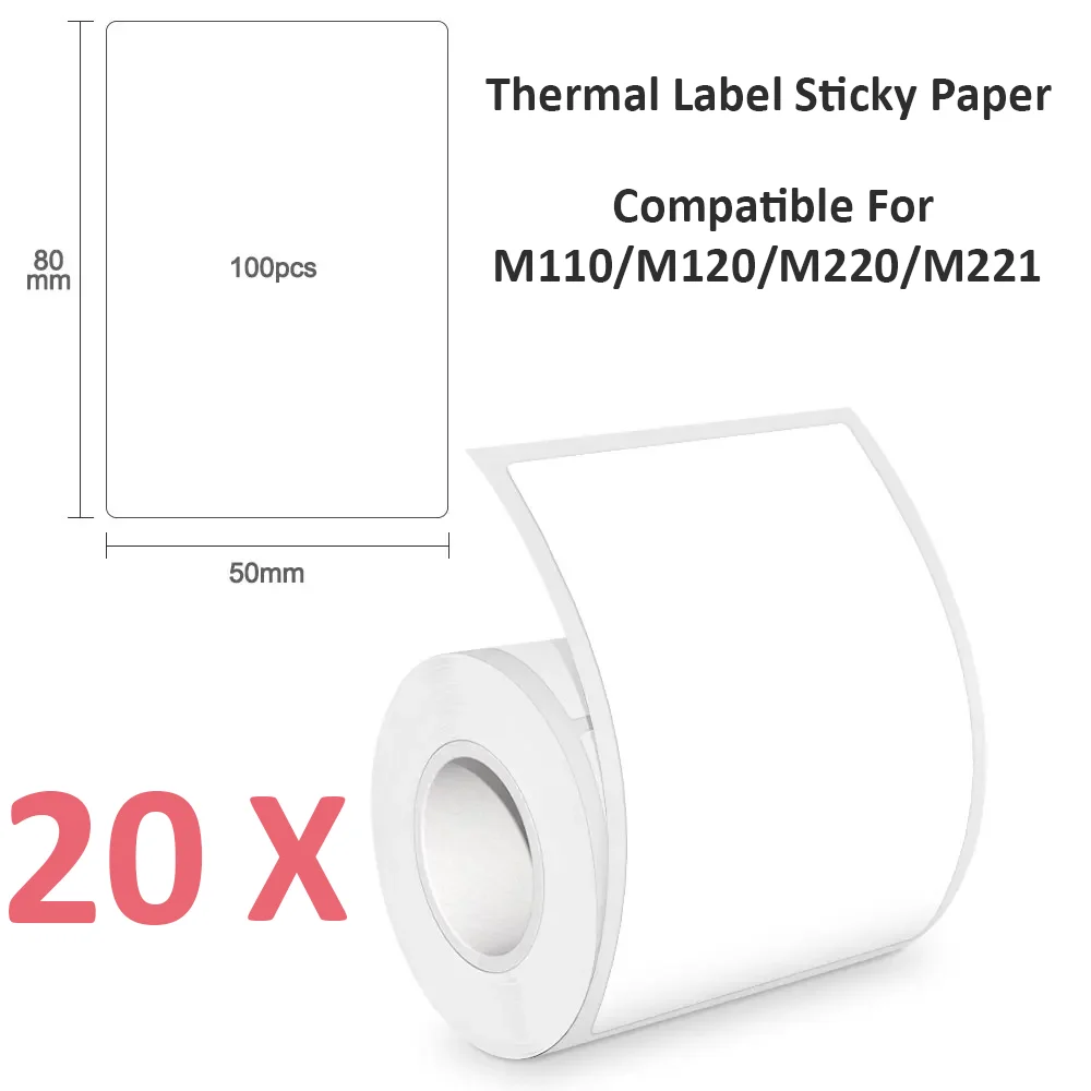 Durable 50x80mm Circle Thermal Paper - Phomemo M110 Printer Compatible Stickers