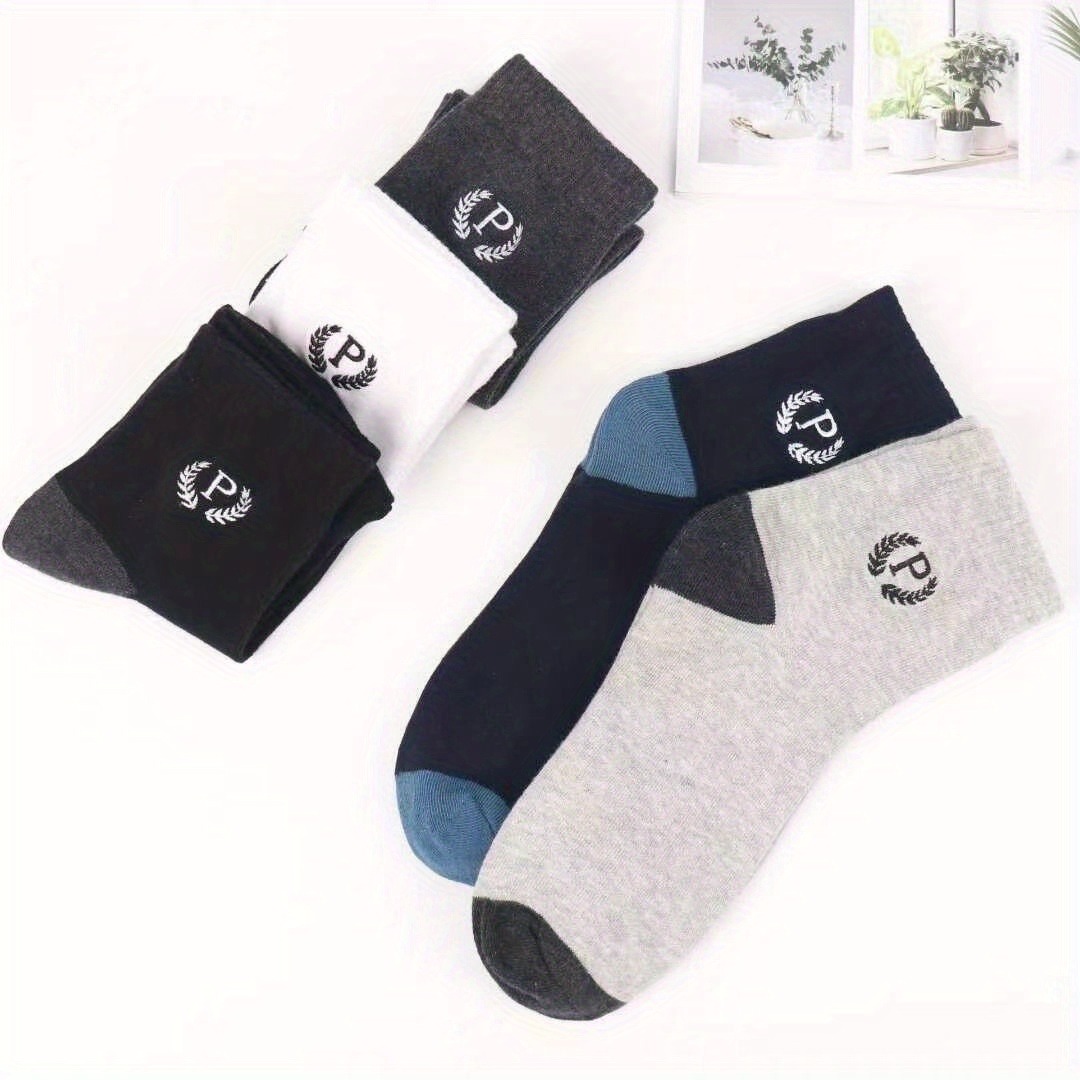 5 pares de calcetines unisex informales cómodos y transpirables con bloques de color a la moda para hombre al aire libre que usan todas las estaciones