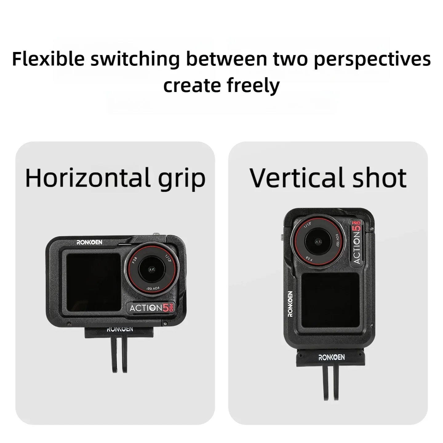 Ronkoen Magnetic Quick Release Adapter Base For DJI Osmo Action 3/4/5 Pro Foldable Quick-release Two Claw Mount Adapter