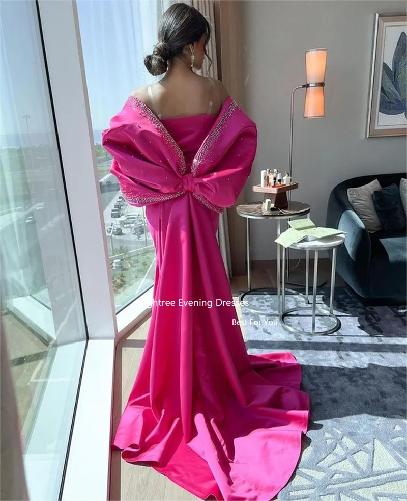 Eighree Fuchsia ซาอุดีอาระเบียชุดราตรีคราบสปาเก็ตตี้สายรัด Glitter Robes De Soirée ชุดราตรียาวอย่างเป็นทางการที่กําหนดเอง