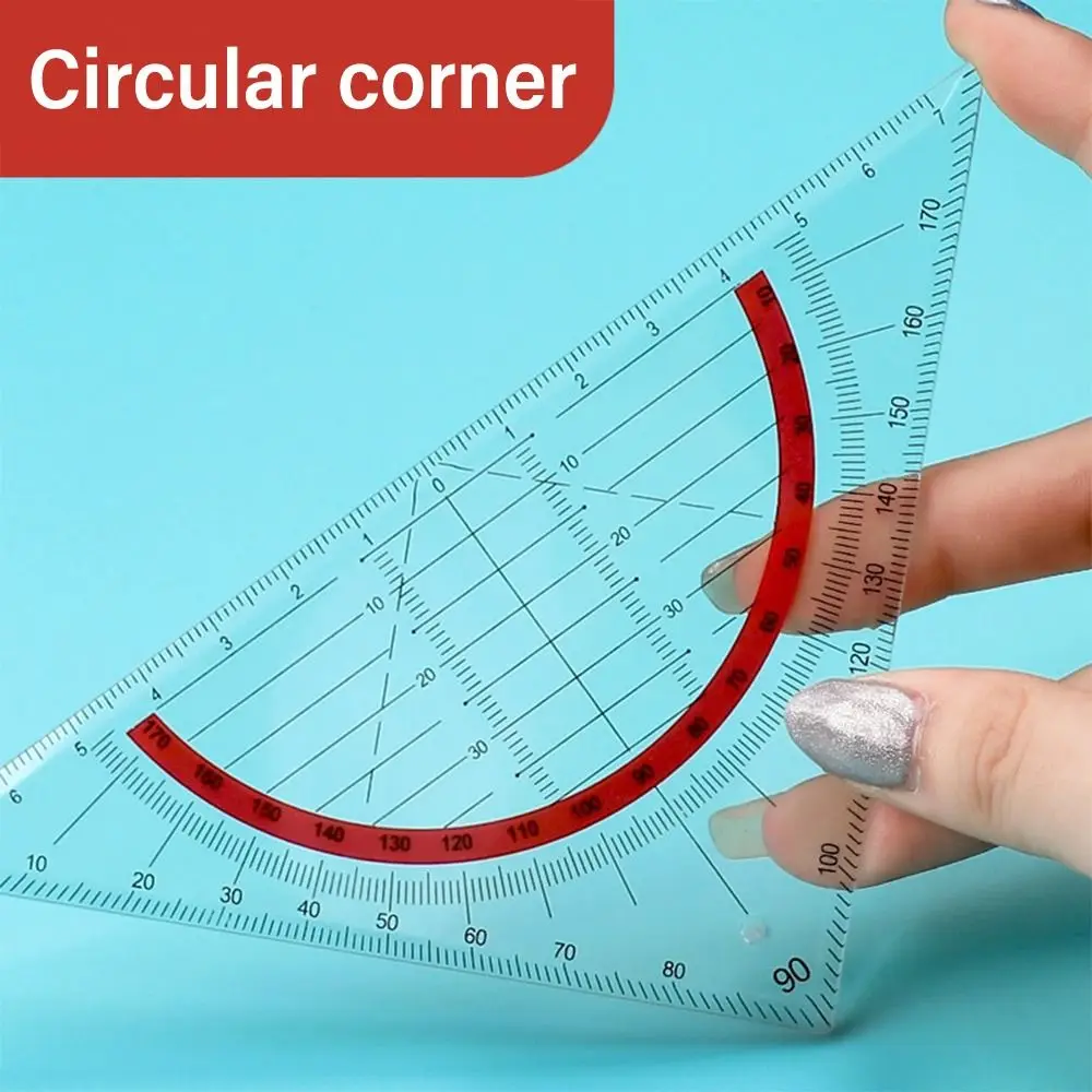 Transparent 180/360 Degree Protractor Creative Triangle/Half Round Plastic Angles Measuring Ruler for Geometry Drawing Design