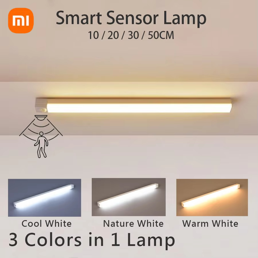 Xiaomi-luz nocturna recargable con Sensor de movimiento, barra de luz LED de inducción, portátil, inalámbrico, magnético, para armario, cocina y mesita de noche