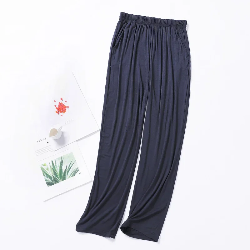 Pantalones de pijama de Modal para hombre, ropa de casa fina para primavera y verano, pantalones largos, pantalones de casa para hombre, pantalones de dormir a prueba de mosquitos de talla grande