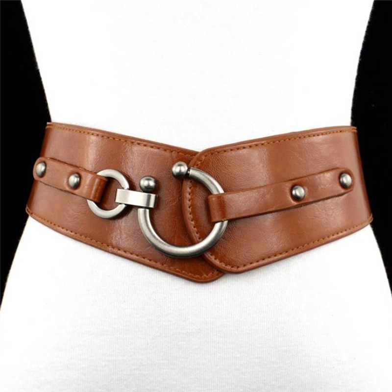 Ceinture large élastique pour femmes, mode Simple, personnalité, Vintage, boucle en Faux cuir, couleur unie, ceintures durables universelles