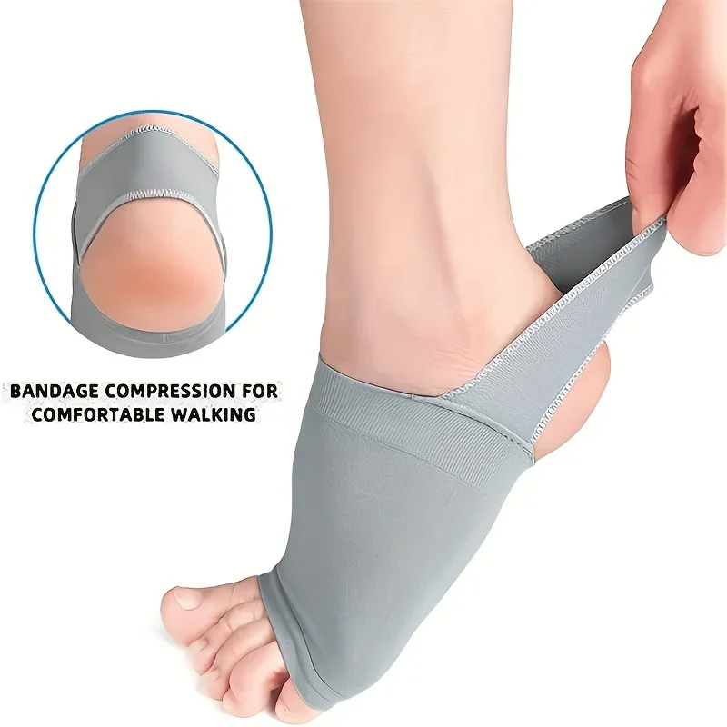 Un par de fundas de soporte vegetarianas para arco con almohadillas de gel: soportes de compresión para pies para hombres y mujeres, alivia el dolor en pies planos