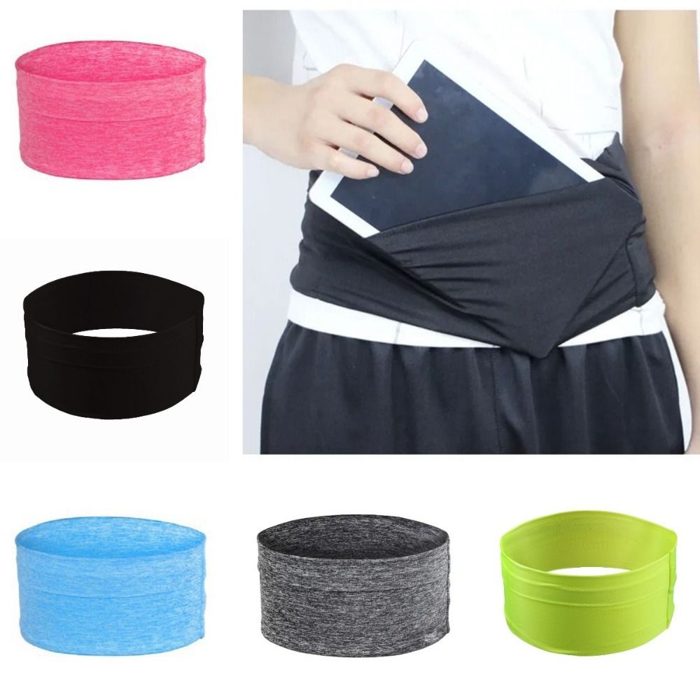 Riñonera para correr con 3 bolsillos, cinturón elástico Invisible para Yoga, soporte ligero ajustable para teléfono móvil, Fitness al aire libre