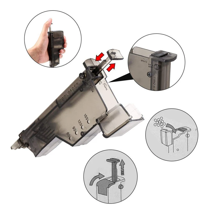 Airsoft พลาสติก BB Speed loader 220 100 รอบสงครามเกม COMBAT ยุทธวิธี BB Loader Paintball การล่าสัตว์กลางแจ้งอุปกรณ์เสริม