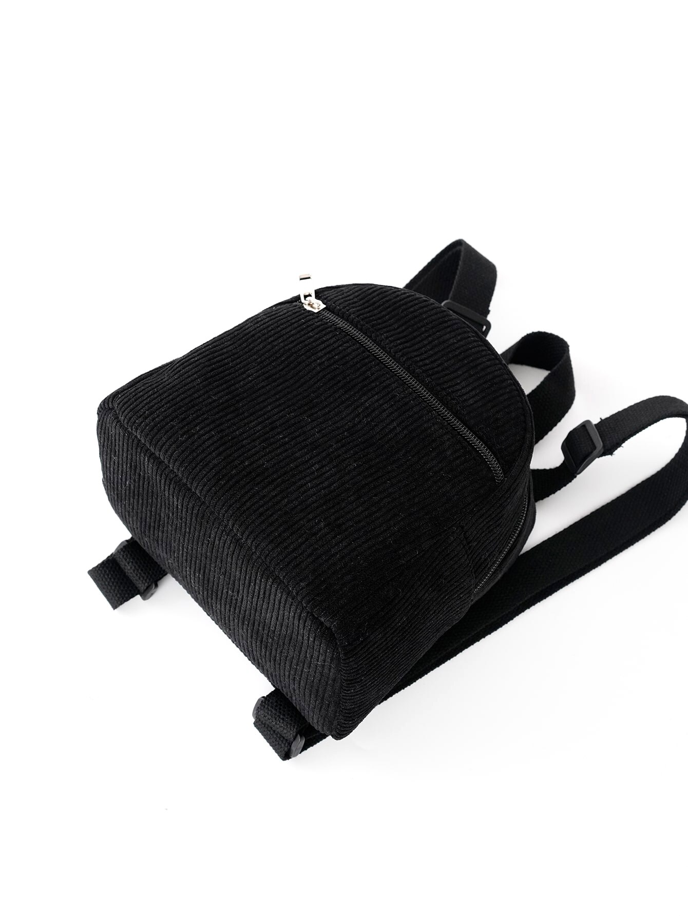 Black Mini Fashion Corduroy Women'S Backpack Small Backpack School Bag Suitable For Traveling And Shopping