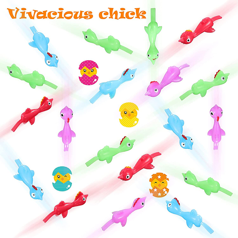 Fronde poulet drôle en caoutchouc scintillant à éjection jouet turquie Flingers extensible jeu fête faveur école activité cadeaux