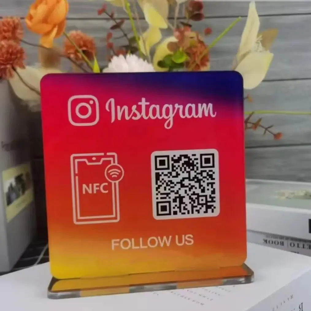 Custom Google Review Sign with NFC Scan code Acrylic Social Media Signs For Your Business Retail Store Decors