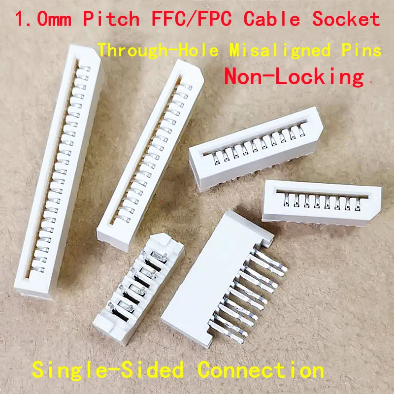 5 PZ Passo 1.0mm Singolo Lato Non Bloccante FFC/FPC Presa Cavo Verticale Connettore Pin Dritto 6P/8P/10P ~ 30P
