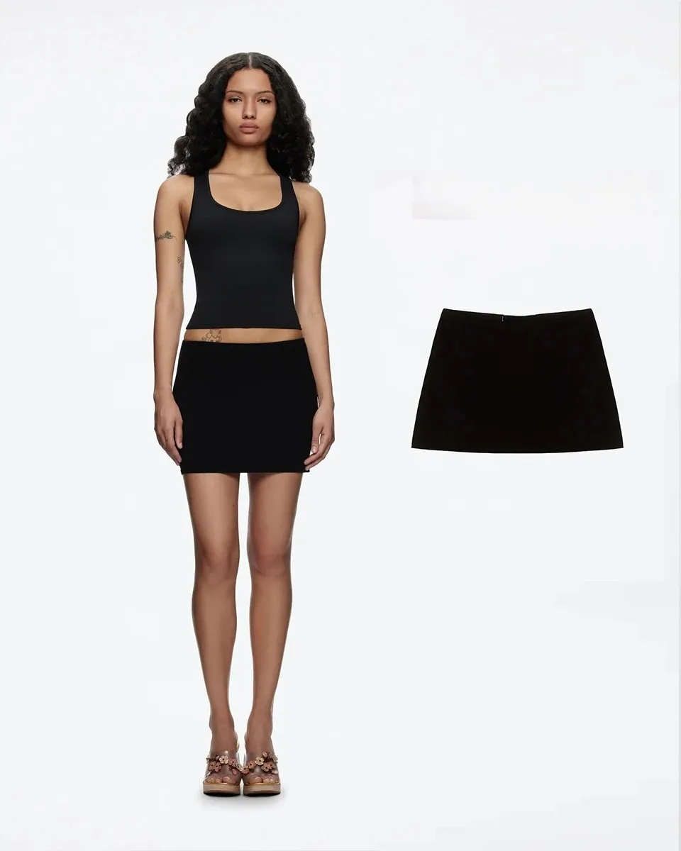 Tank Summer Black Women's Mini Dollar Skirt Slim Fit Hip-Hugging Mid-Low Waist Skirt 100% Rayon Skirt