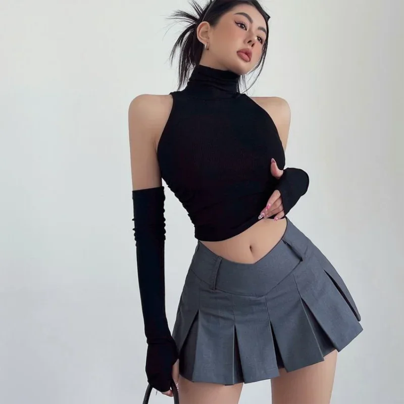 女性用Y2Kショートトップ,長袖,セクシー,タートルネック,タンクトップ,スリムフィット,ショートTシャツ,スリム,ストリートウェア,新しいコレクション2022