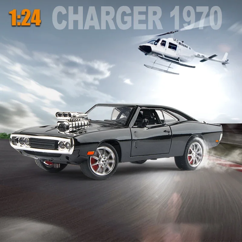 ドッジ-子供用スーパーマッスルカー,スケール1:24,ダイキャストアロイ,音と光のシミュレーション,クリスマスプレゼント,充電器,1970