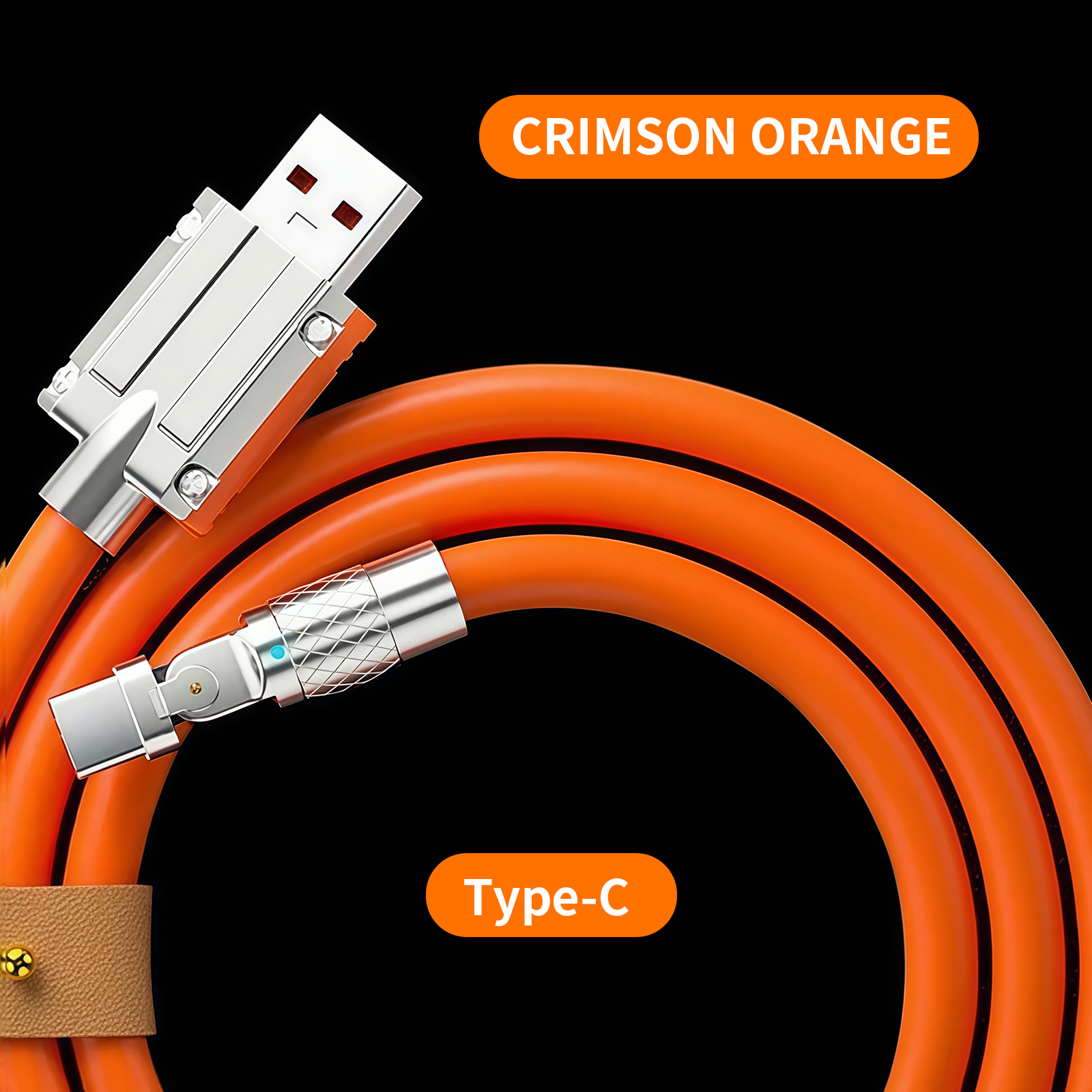 120W Fast Charging Type C Cable 6A Liquid Silicone Cable 180 Degree Rotating Connector Compatible with Xiaomi Huawei Samsung