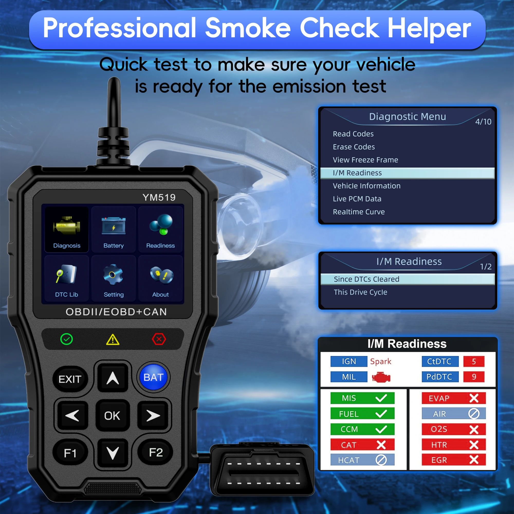 OBD2-Scanner, Live-Daten, professioneller Mechaniker, OBDII-Diagnosecode-Lesegerät für die Prüfung der Motorlicht-Batteriespannung