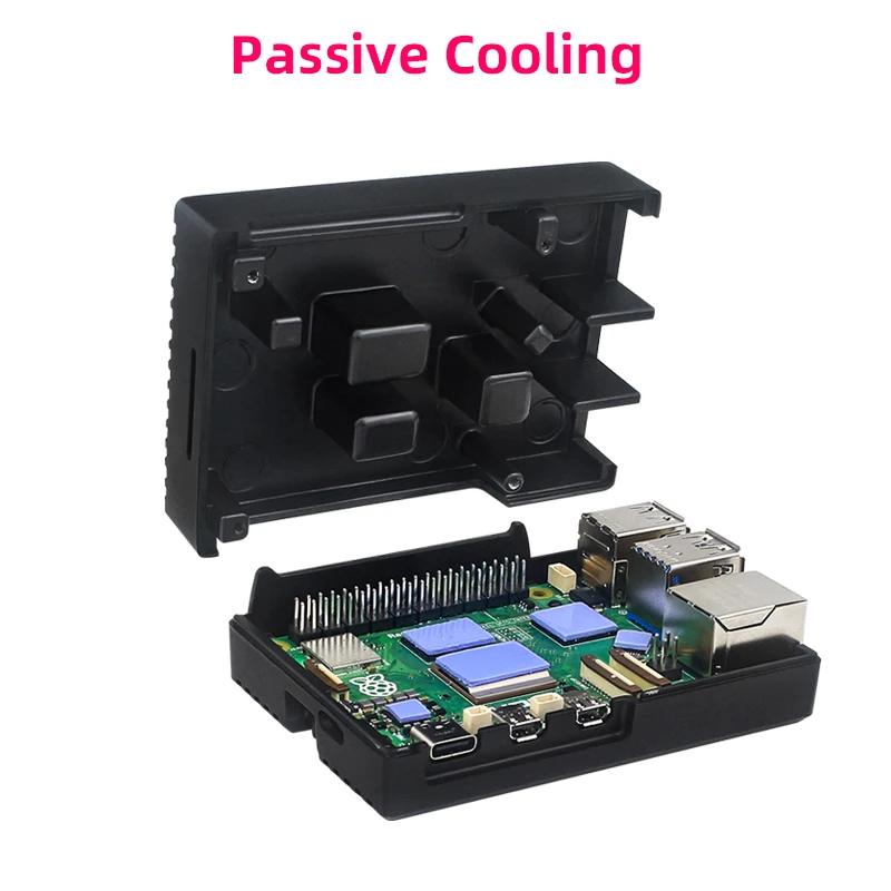 Raspberry Pi 5 อลูมิเนียมกรณี Passive Cooling Shell พร้อมซิลิโคนความร้อนปุ่มสวิทช์เงียบการกระจายความร้อนสําหรับ RPI 5 Pi5