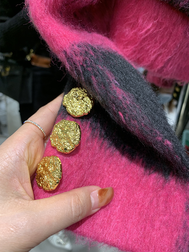 HIGH STREET Neueste F/W 2024 Designer-Mode-Damen-Kontrast-Einreiher-Woll-Kurzjacke