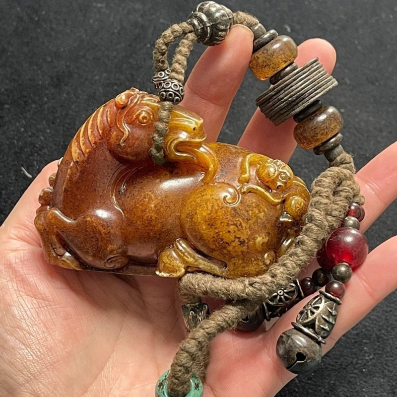 Bargain Old Shoushan Stone Carving Success Pendant Handheld Ornament Plaything Decoration