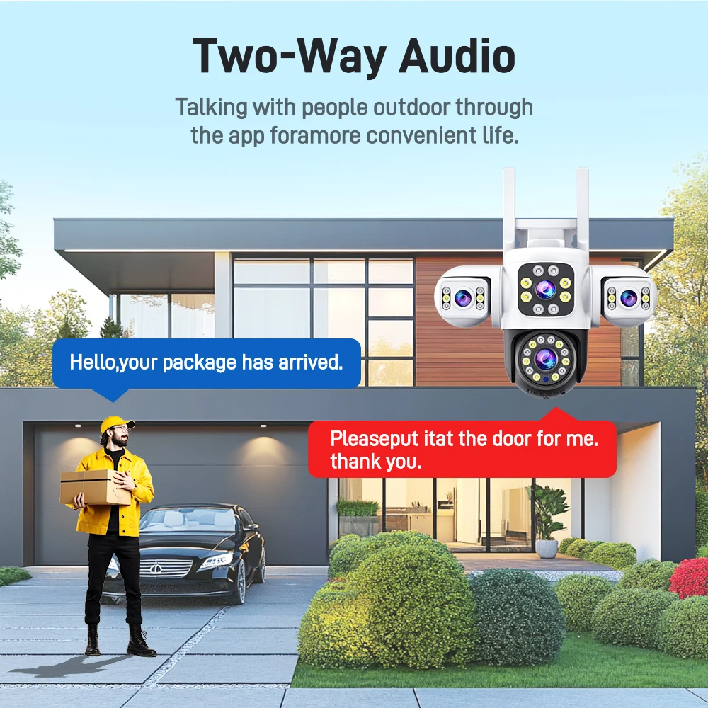 ANSVICAM 6K 12MP Cámara WiFi para exteriores Triple pantalla Triple lente PTZ 360 °   Cámara para Seguridad Completa IP66 Vigilancia CCTV Yoosee