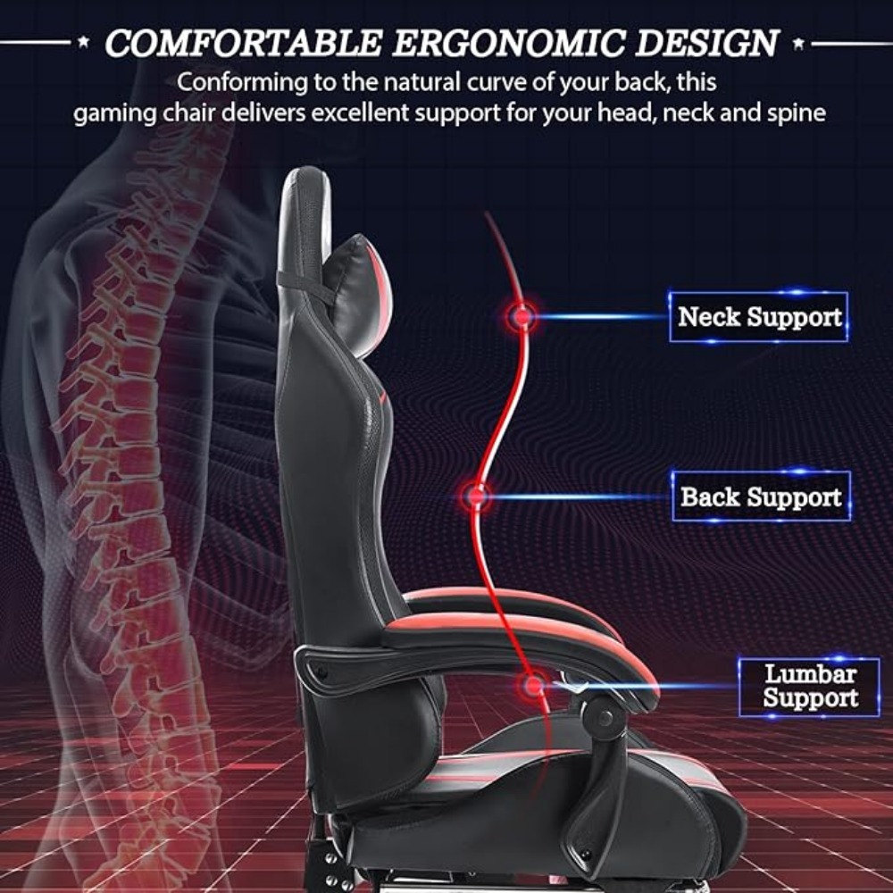 Gaming Chair with Massage and LED RGB Lights Chair with Footrest High Back Video Game Chair with  Linkage Armrest Gaming Chairs