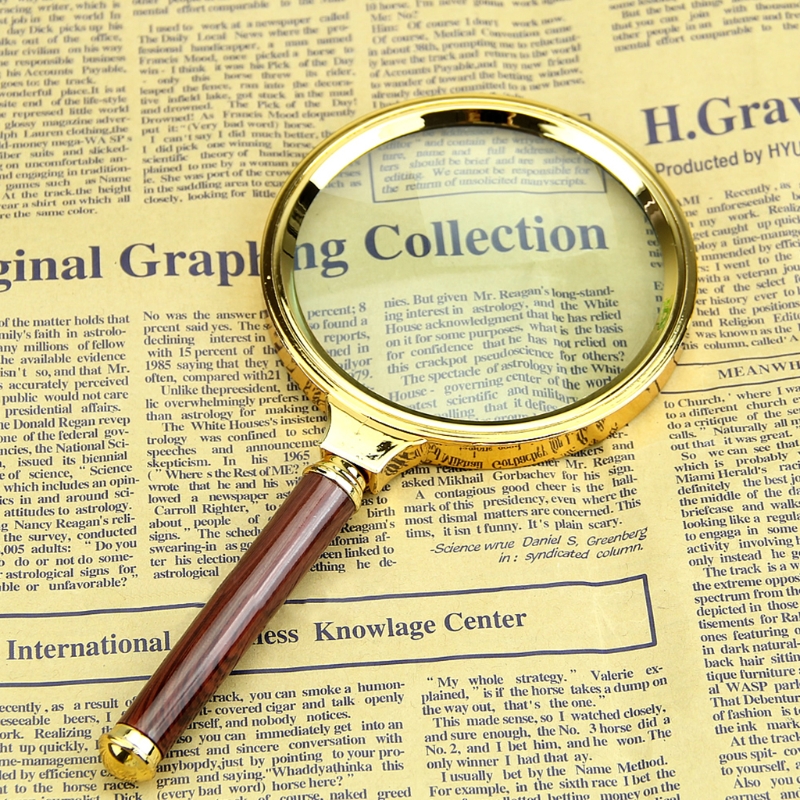 Lupa de mano portátil de 60mm, 70mm y 80mm, con mango Retro, 10X