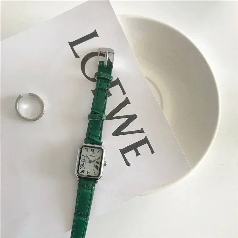 Relojes clásicos informales de cuarzo Retro con esfera y correa de cuero para mujer, Reloj rectangular, Reloj de pulsera de moda para mujer